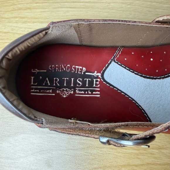 Spring Step L'Artiste Sugarcane Mary Jane Clogs Womens 37 Red Excellent Leather - Picture 3 of 9